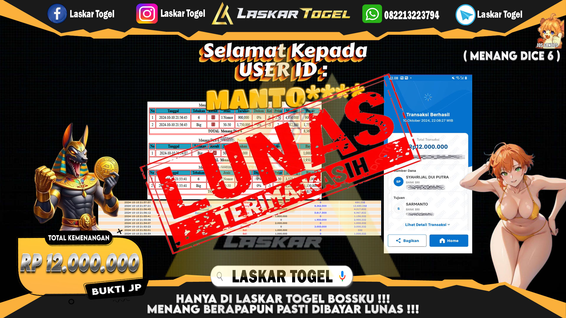 LASKARTOGEL-JACKPOT-DICE-Rp.9.200.000