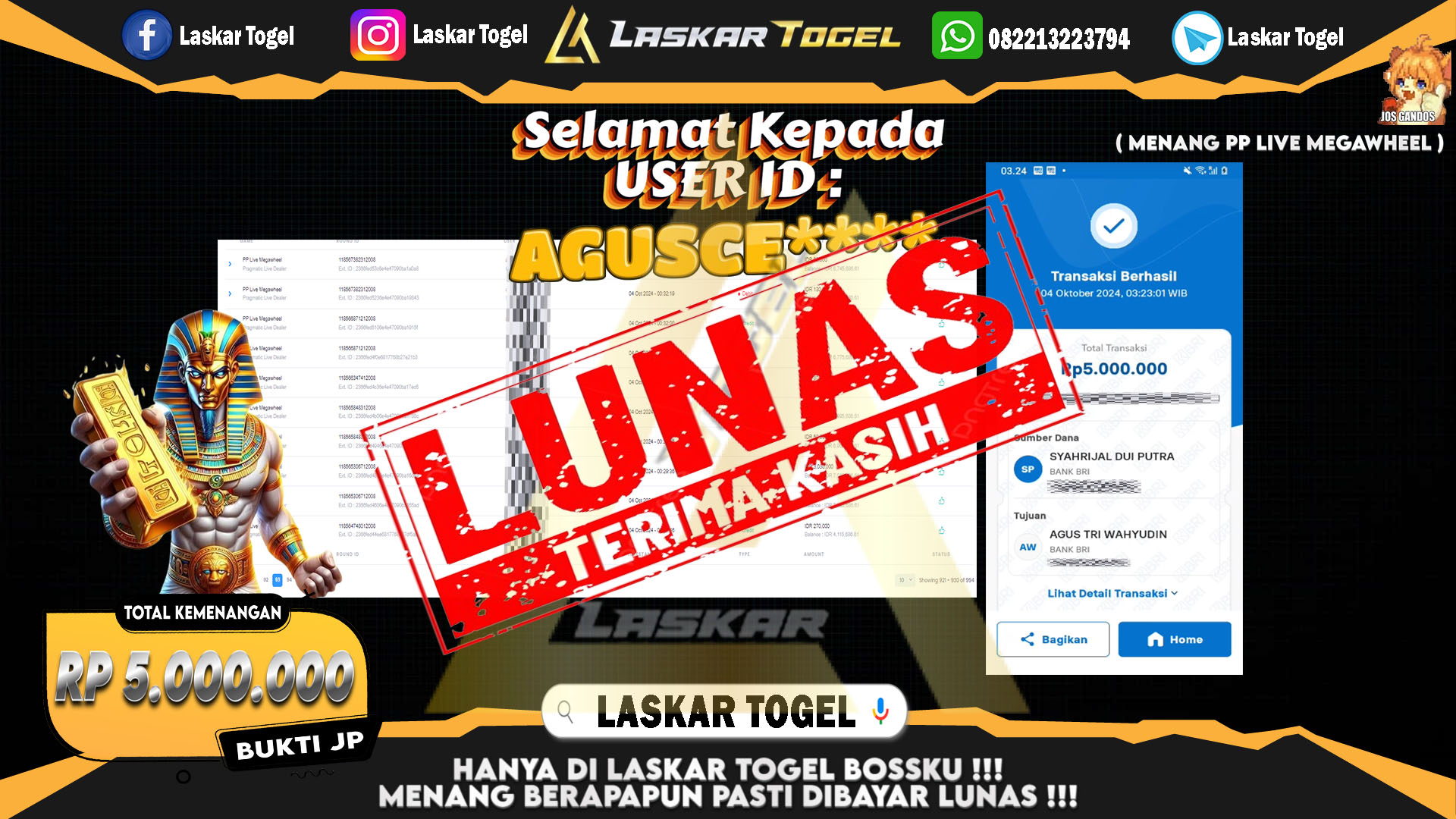 LASKARTOGEL-JACKPOT-LIVE-CASINO-PP-LIVE-MEGAWHEEL-Rp.5.000.000