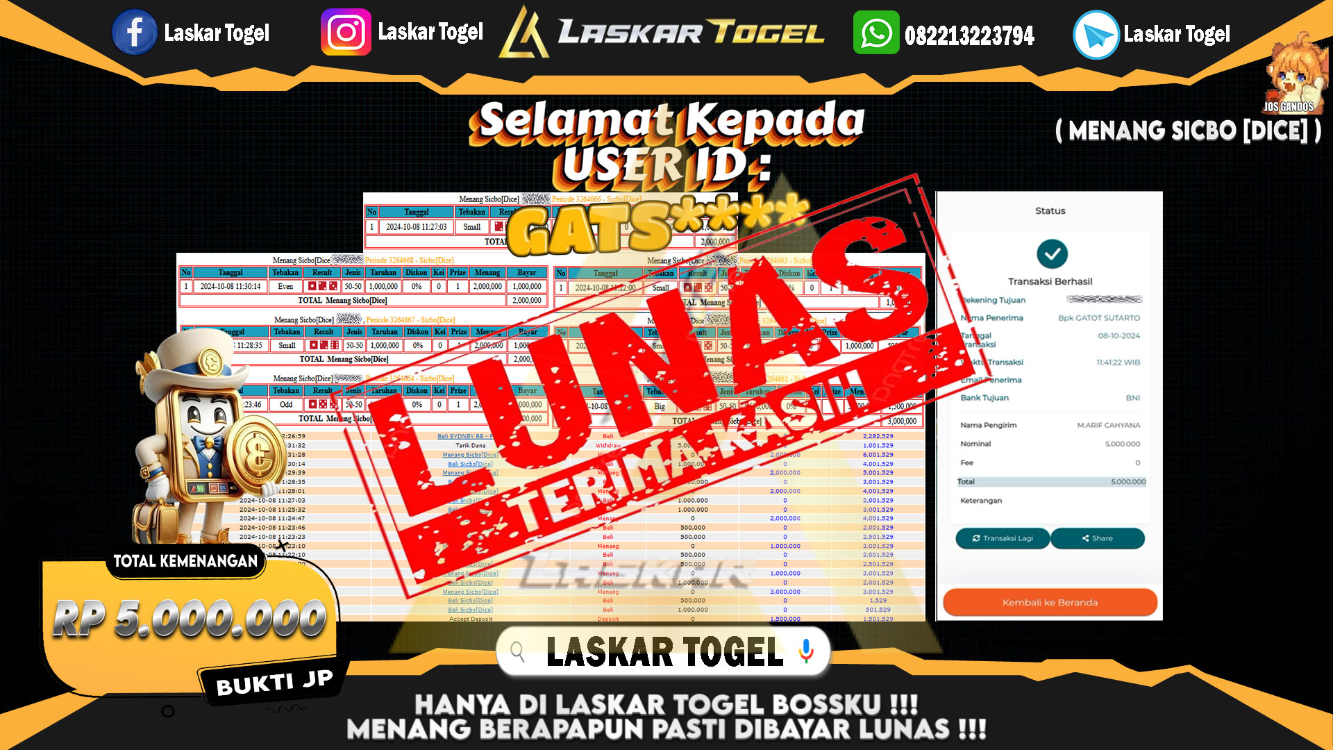 LASKARTOGEL-JACKPOT-SICBO-[DICE]-Rp.5.000.000