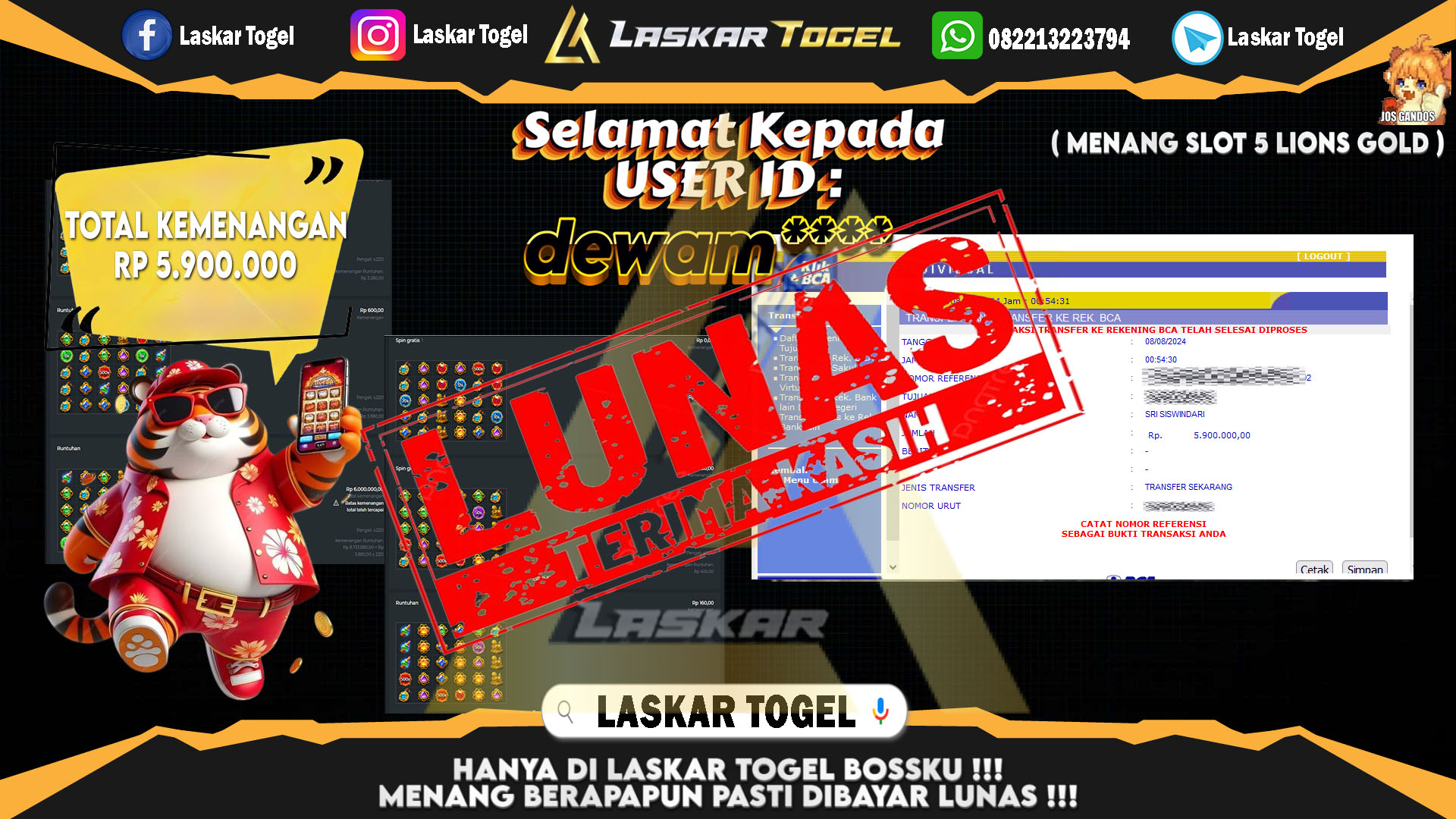 LASKARTOGEL-JACKPOT-SLOT-5-LIONS-GOLD-Rp.5.900.000