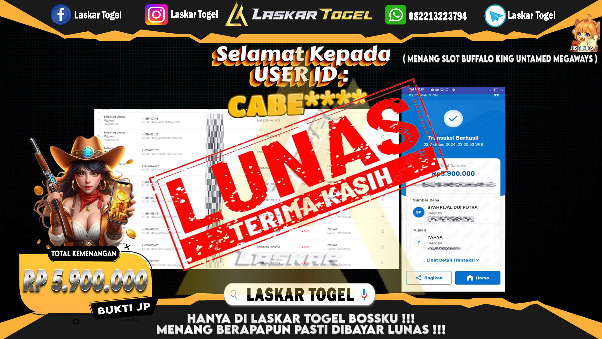 LASKARTOGEL-JACKPOT-SLOT-BUFFALO-KING-UNTAMED-MEGAWAYS-Rp.5.900.000
