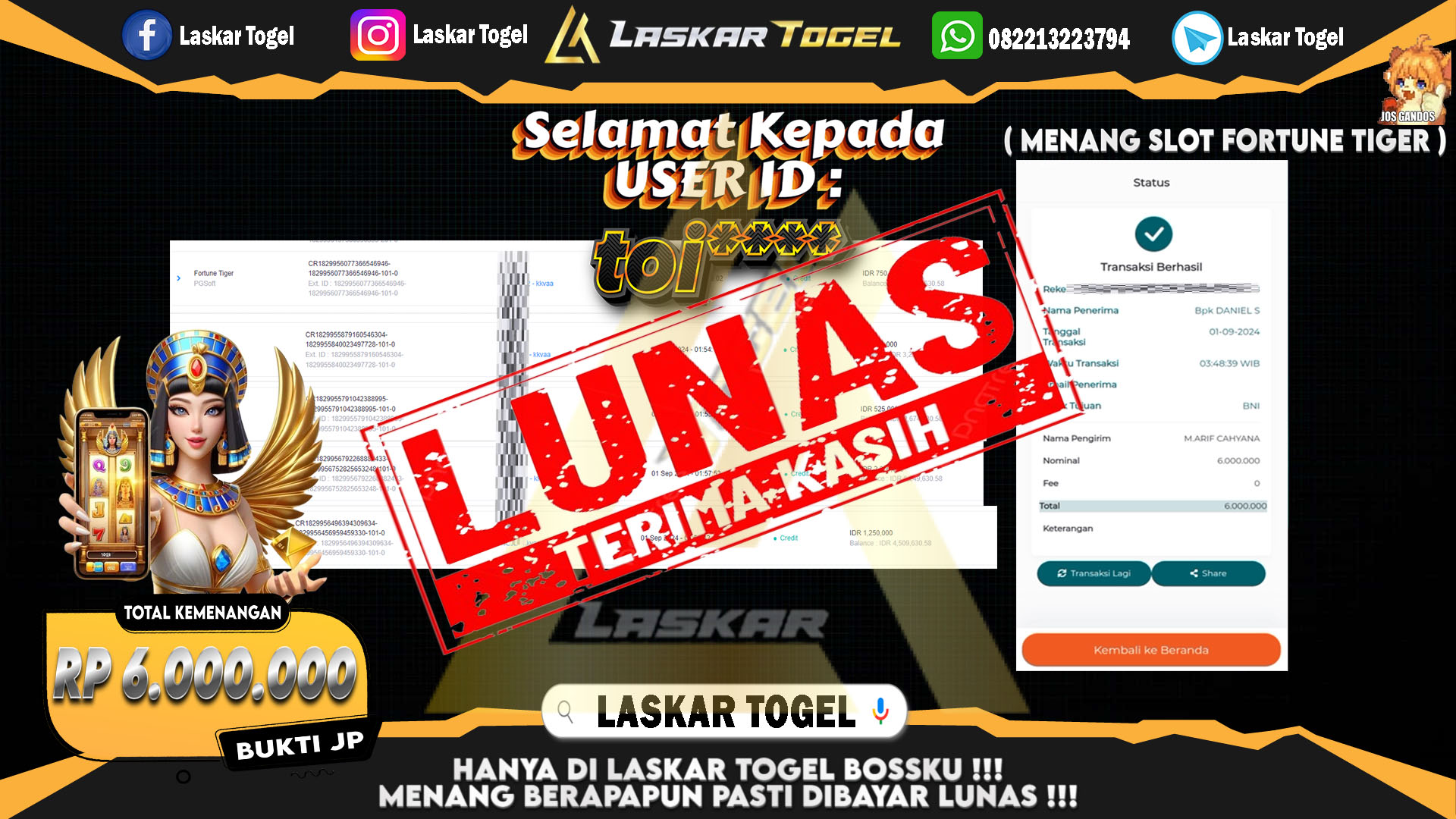 LASKARTOGEL-JACKPOT-SLOT-FORTUNE-TIGER-Rp.6.000.000
