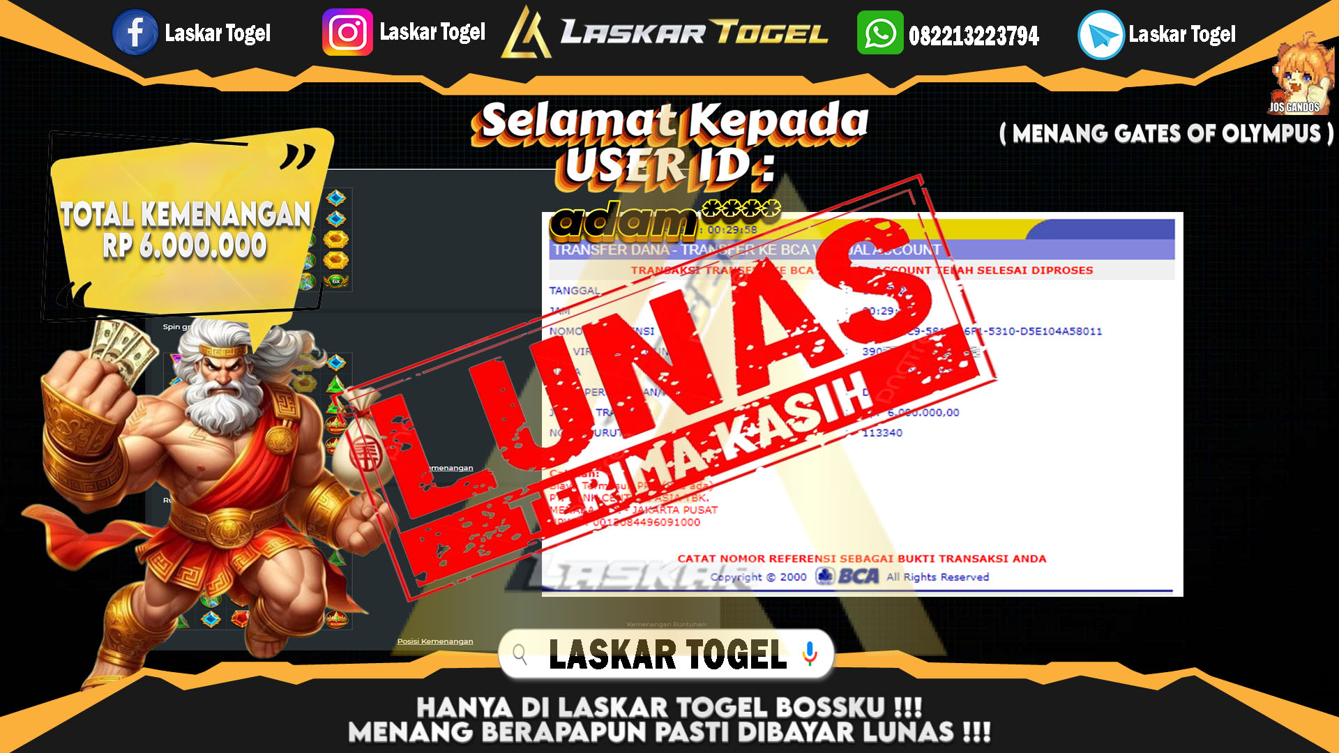 LASKARTOGEL-JACKPOT-SLOT-GATES-OF-OLYMPUS-Rp.6.000.000