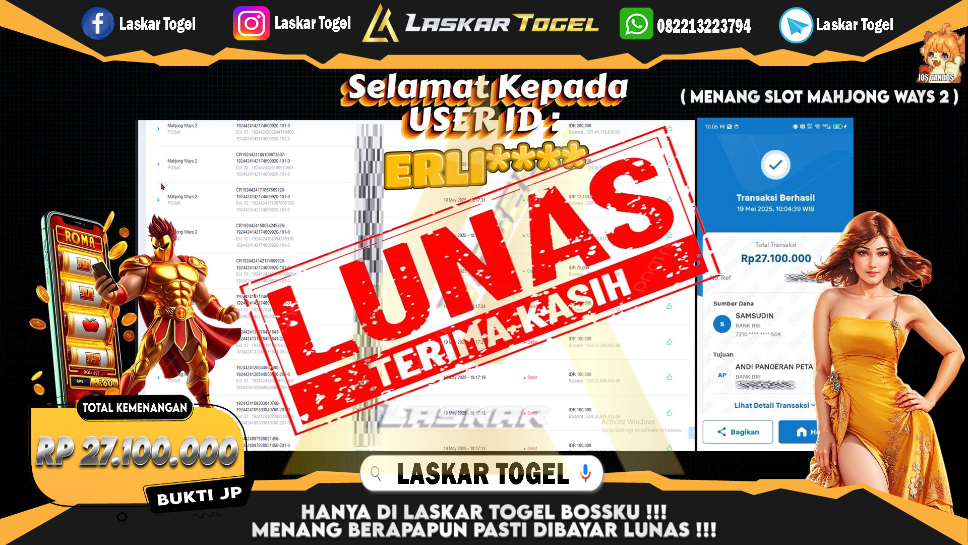LASKARTOGEL-JACKPOT-SLOT-MAHJONG-WAYS-2-Rp.27.100.000