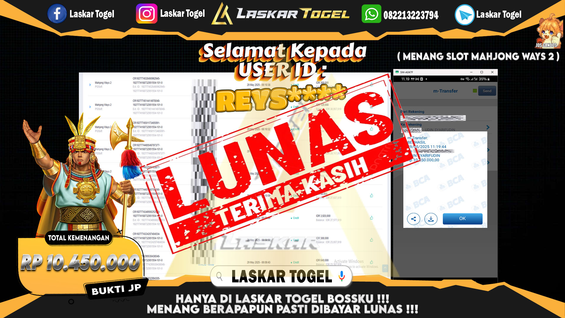 LASKARTOGEL-JACKPOT-SLOT-MAHJONG-WAYS-2-Rp.10.450.000