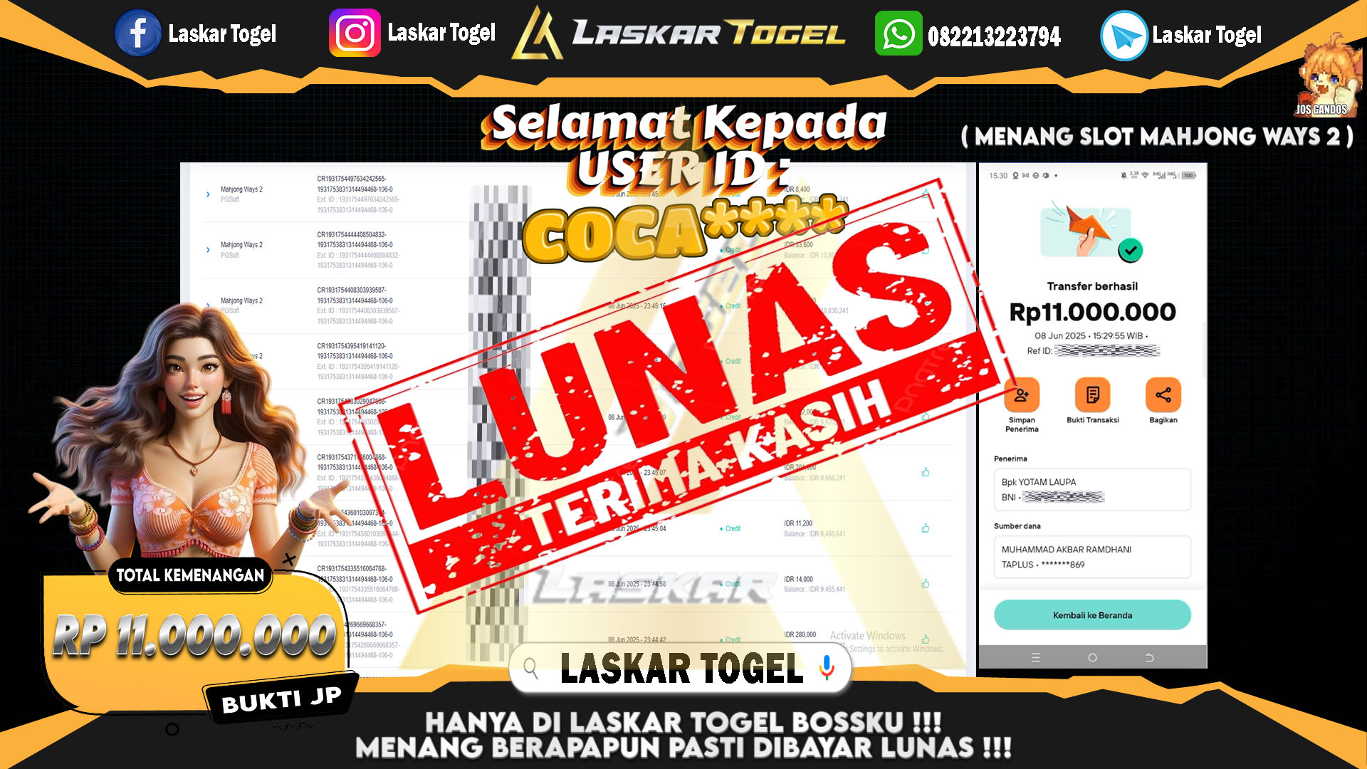 LASKARTOGEL-JACKPOT-SLOT-MAHJONG-WAYS-2-Rp.11.000.000