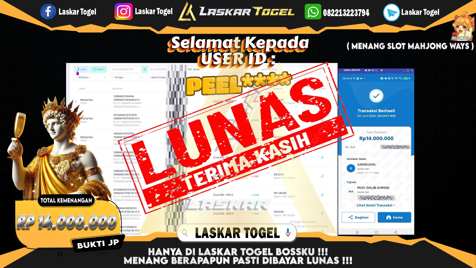 LASKARTOGEL-JACKPOT-SLOT-MAHJONG-WAYS-Rp.14.000.000