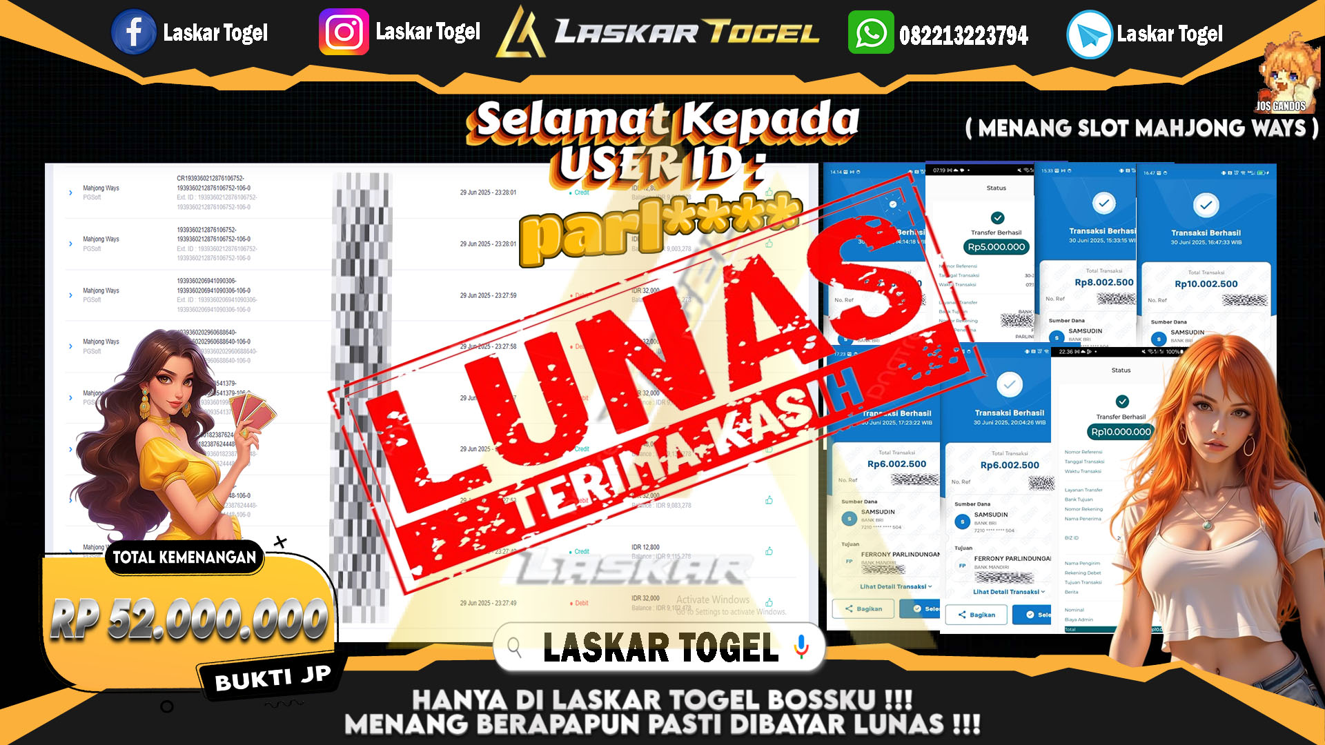 LASKARTOGEL-JACKPOT-SLOT-MAHJONG-WAYS-Rp.52.000.000