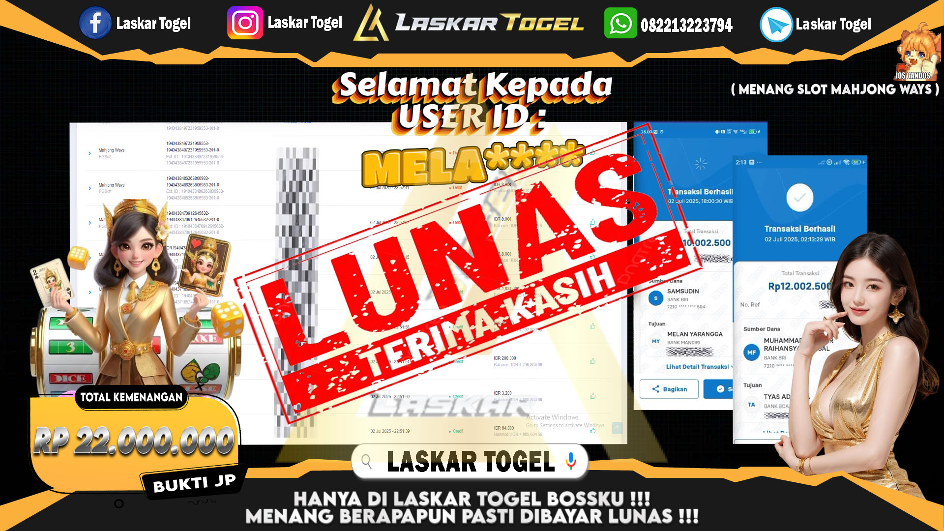 LASKARTOGEL-JACKPOT-SLOT-MAHJONG-WAYS-Rp.22.000.000