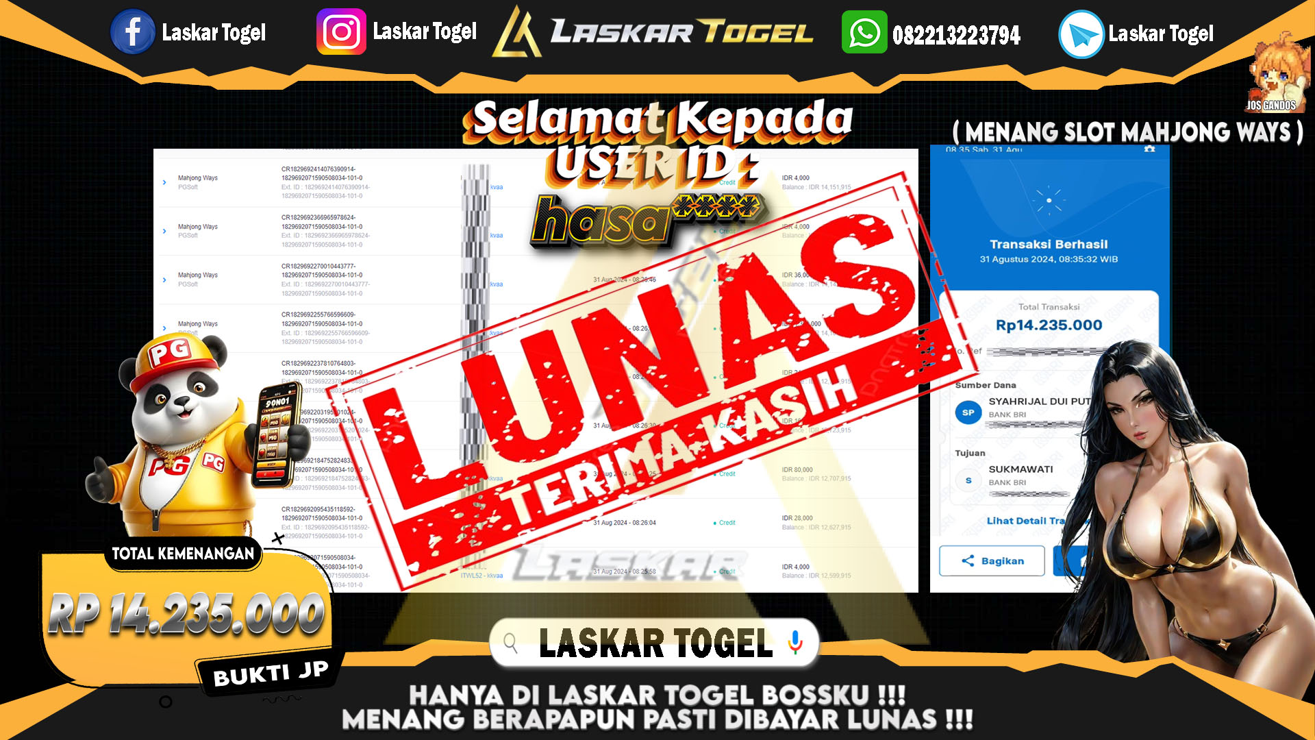 LASKARTOGEL-JACKPOT-SLOT-MAHJONG-WAYS-Rp.14.235.000