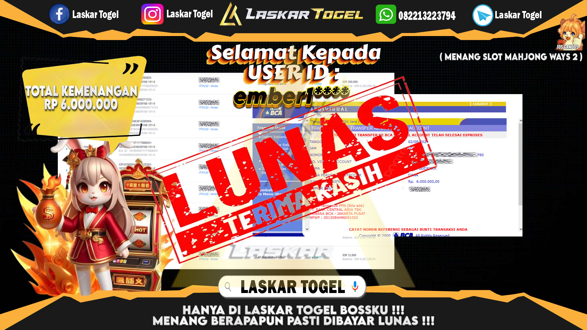 LASKARTOGEL-JACKPOT-SLOT-MAHJONG-WAYS2-Rp.6.000.000