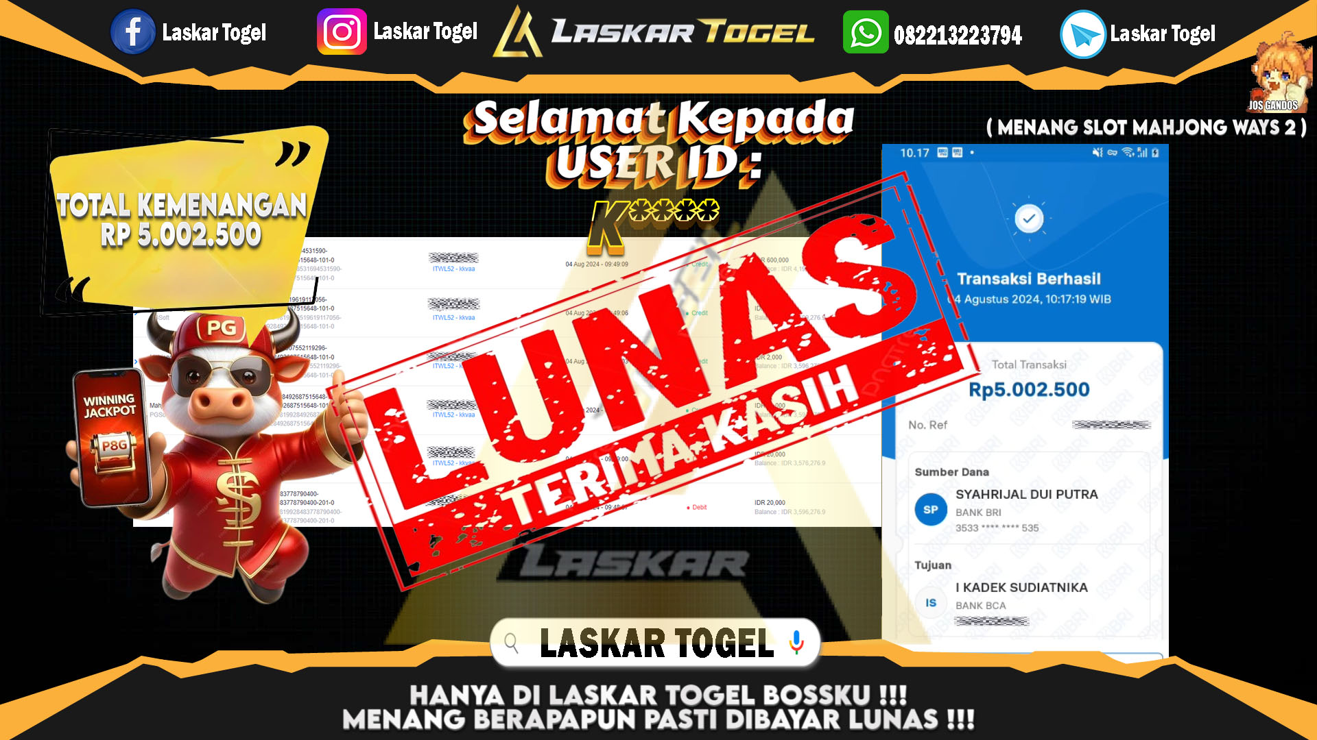 LASKARTOGEL-JACKPOT-SLOT-MAHJONG-WAYS2-Rp.5.002.500