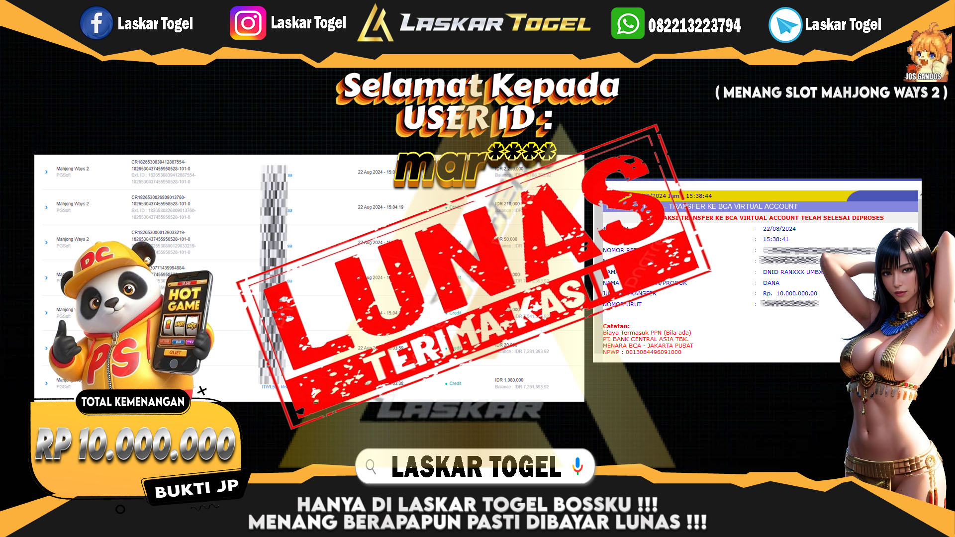 LASKARTOGEL-JACKPOT-SLOT-MAHJONG-WAYS2-Rp.10.000.000