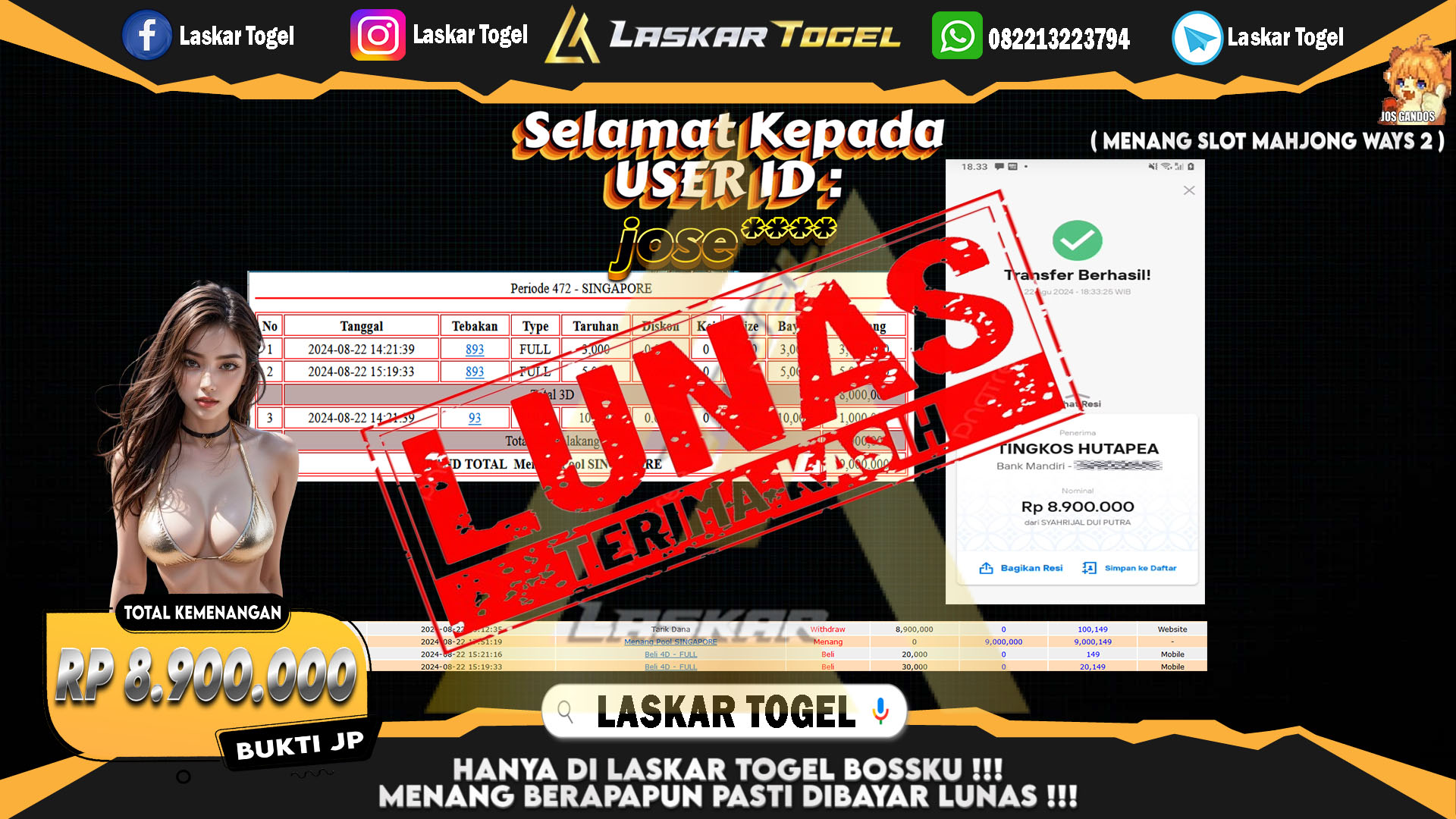 LASKARTOGEL-JACKPOT-SLOT-MAHJONG-WAYS2-Rp.8.900.000
