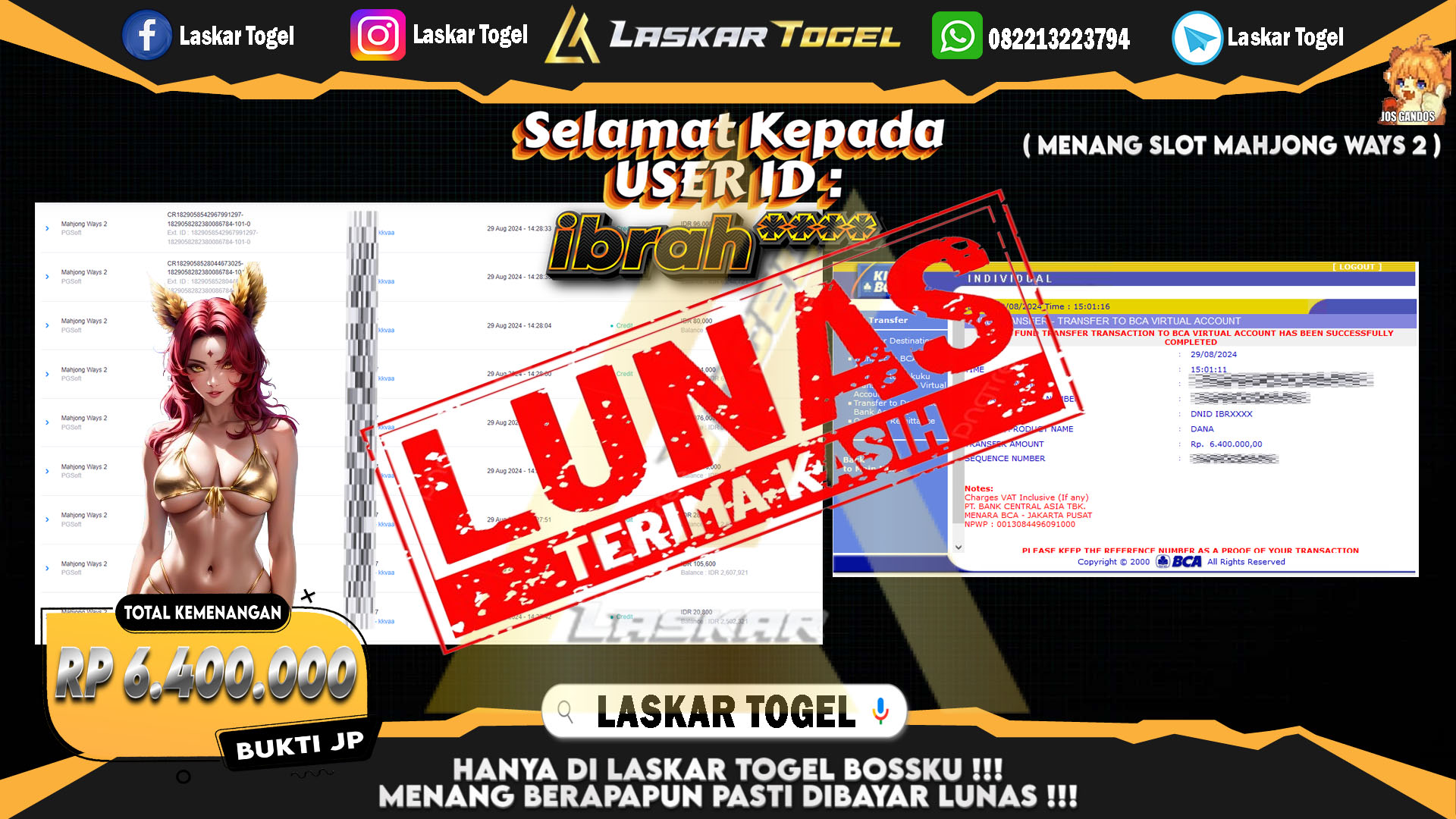 LASKARTOGEL-JACKPOT-SLOT-MAHJONG-WAYS2-Rp.6.400.000