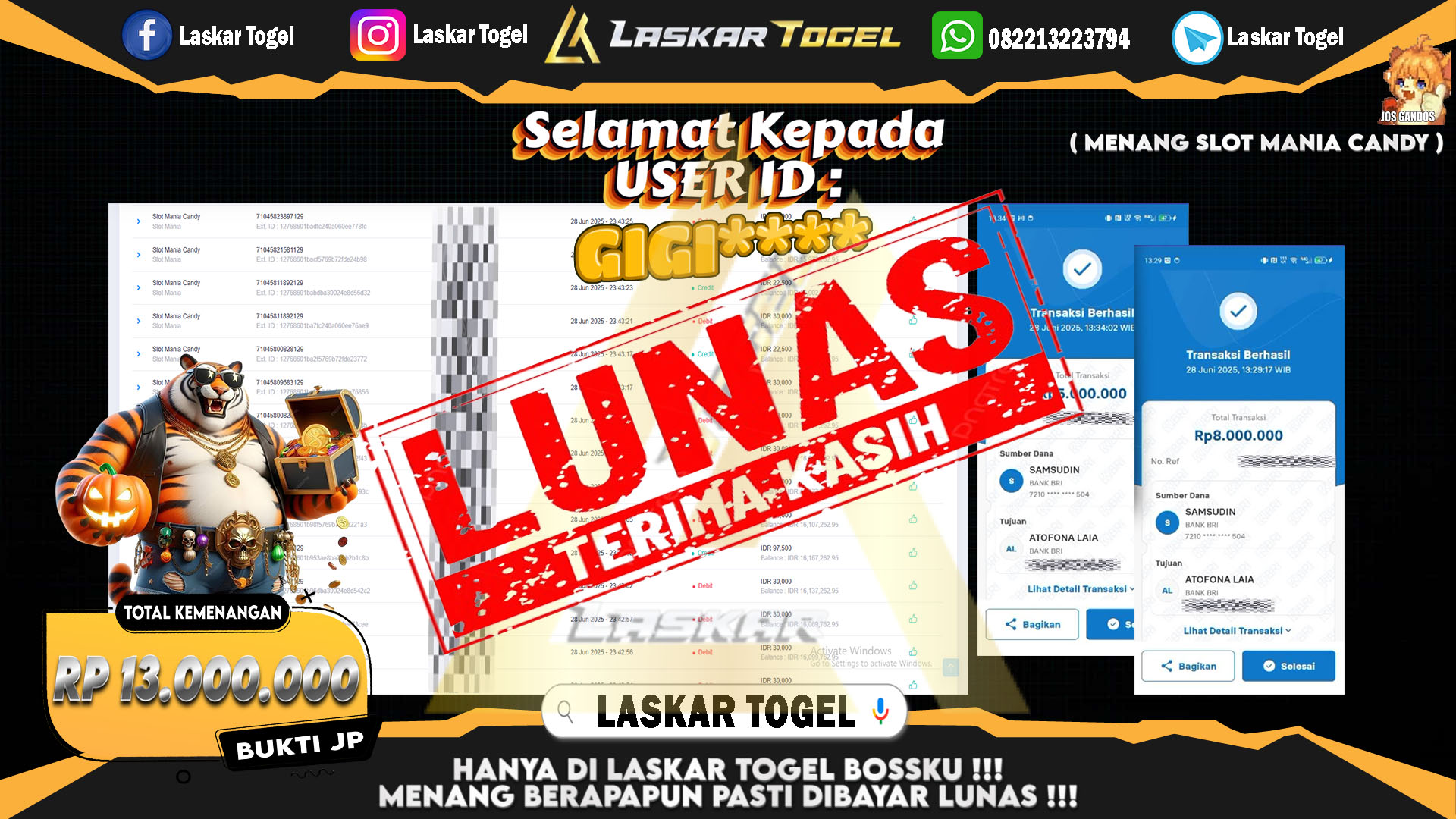 LASKARTOGEL-JACKPOT-SLOT-MANIA-CANDY-Rp.13.000.000