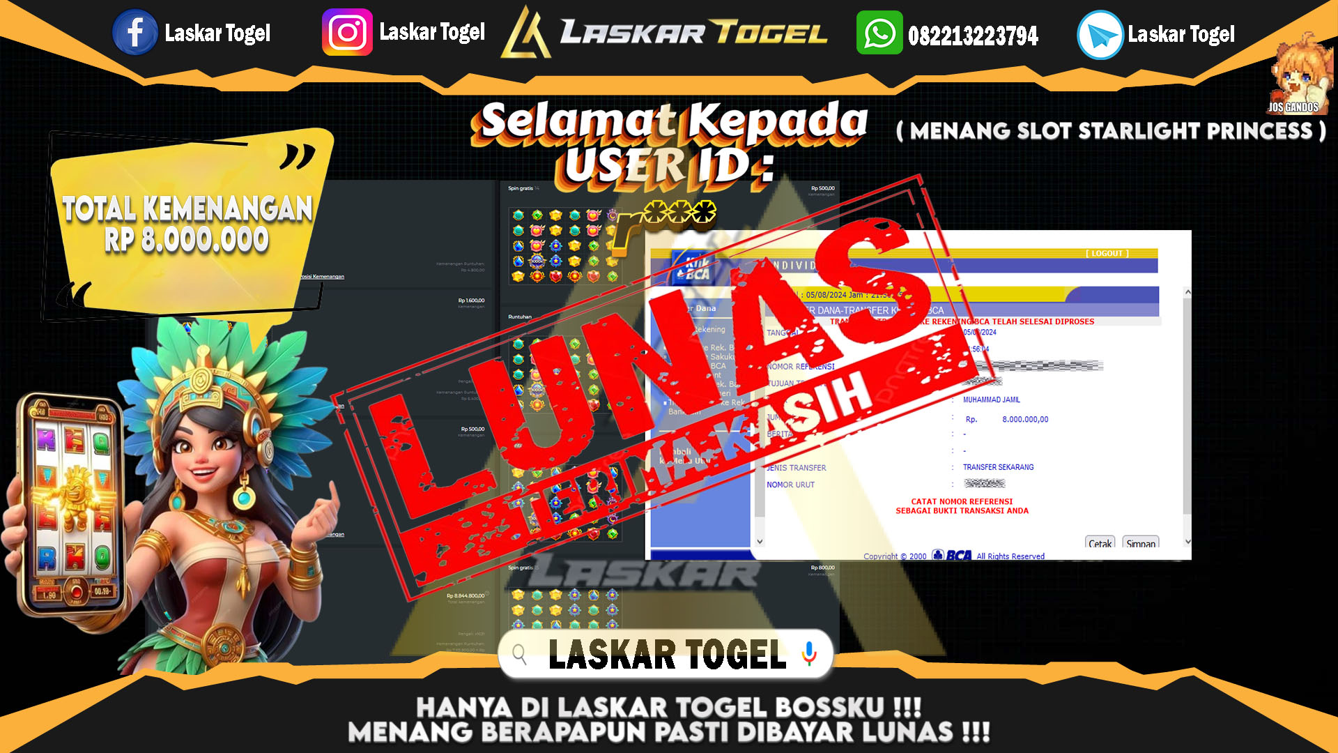 LASKARTOGEL-JACKPOT-SLOT-STARLIGHT-PRINCESS-Rp.8.000.000