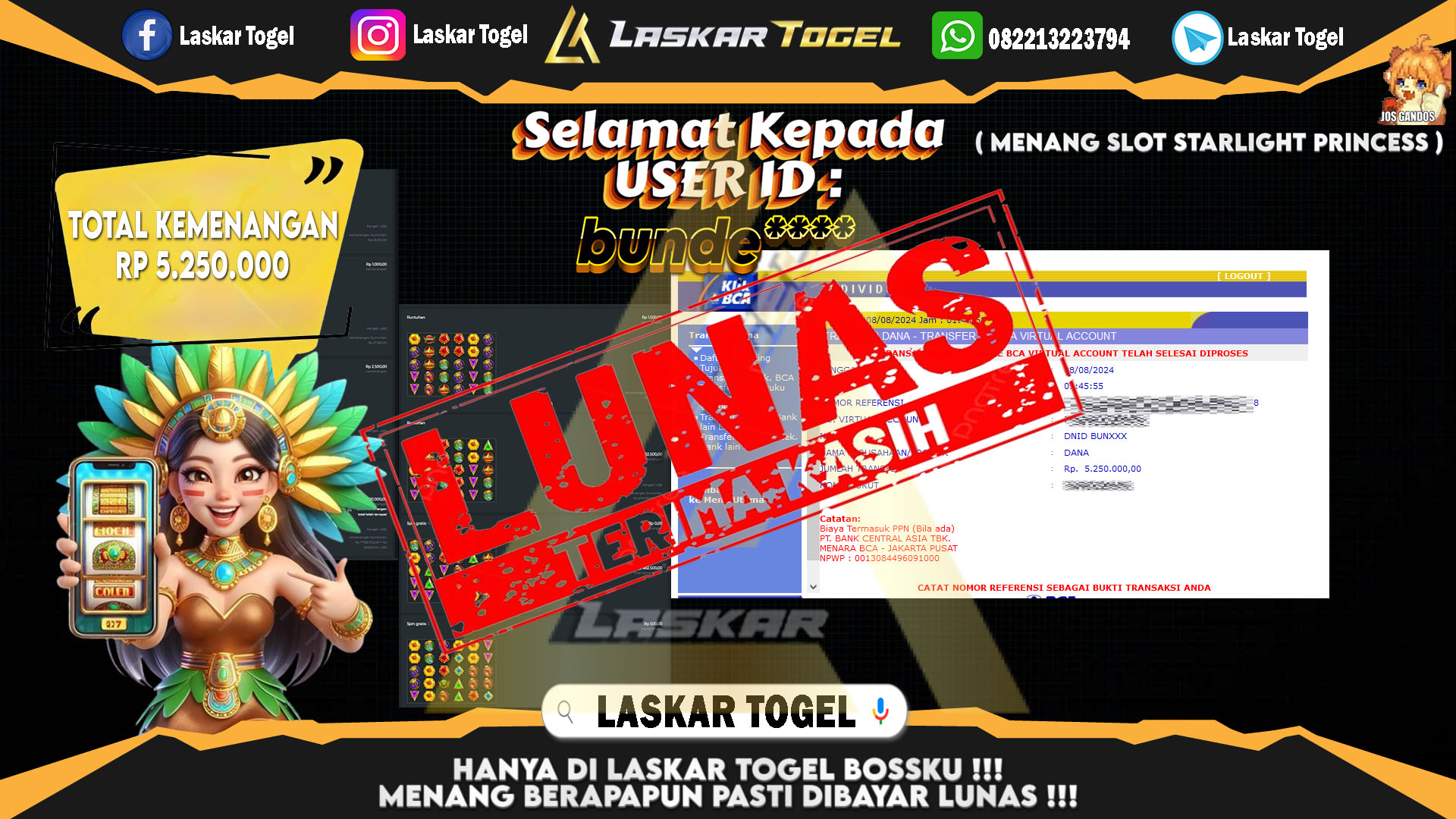 LASKARTOGEL-JACKPOT-SLOT-STARLIGHT-PRINCESS-Rp.5.250.000