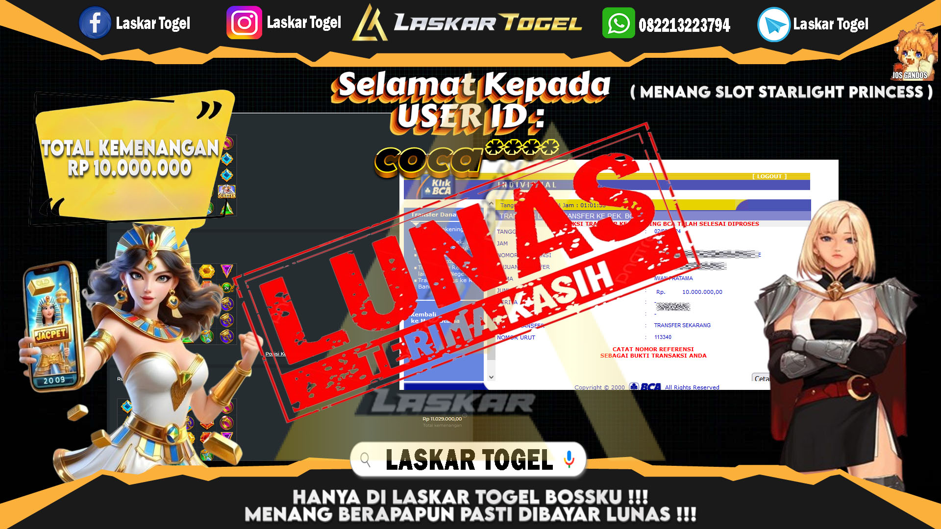 LASKARTOGEL-JACKPOT-SLOT-STARLIGHT-PRINCESS-Rp.10.000.000