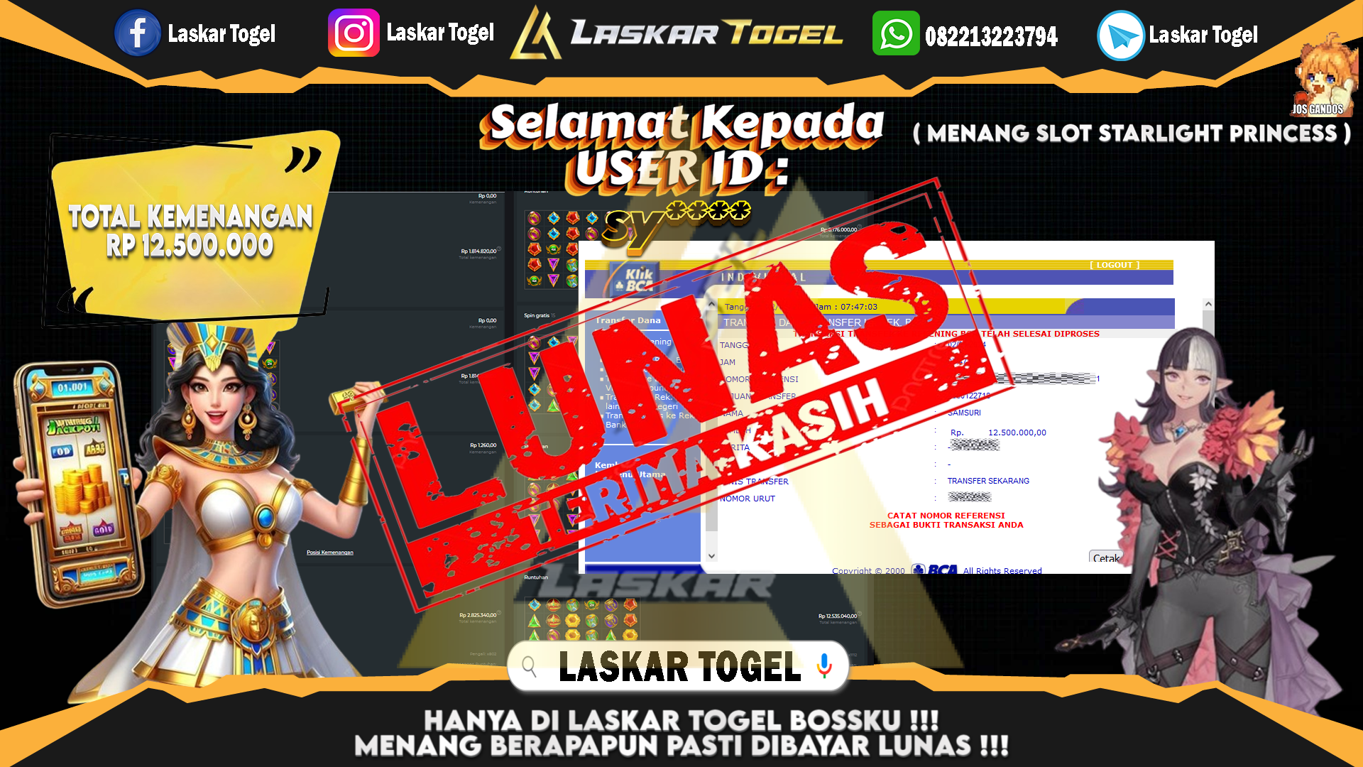 LASKARTOGEL-JACKPOT-SLOT-STARLIGHT-PRINCESS-Rp.12.500.000