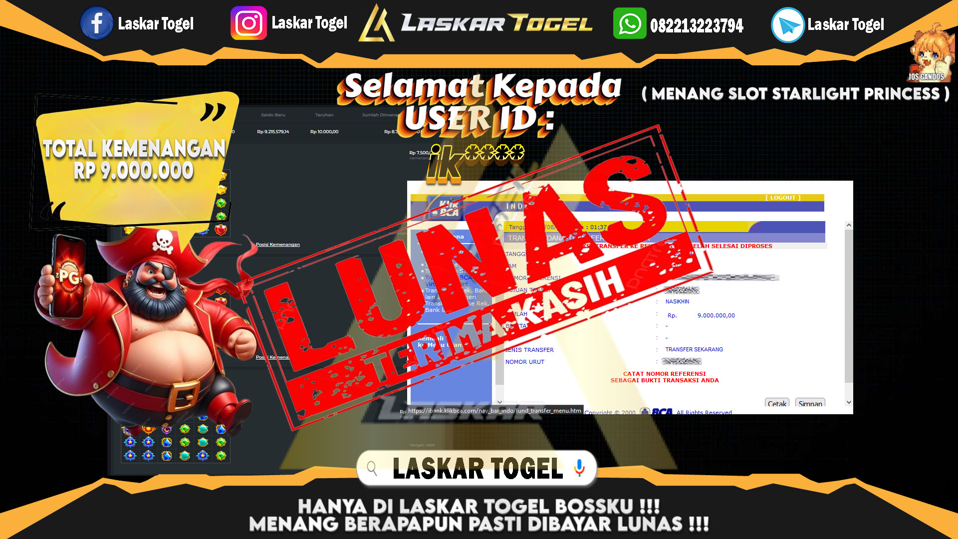 LASKARTOGEL-JACKPOT-SLOT-STARLIGHT-PRINCESS-Rp.9.000.000