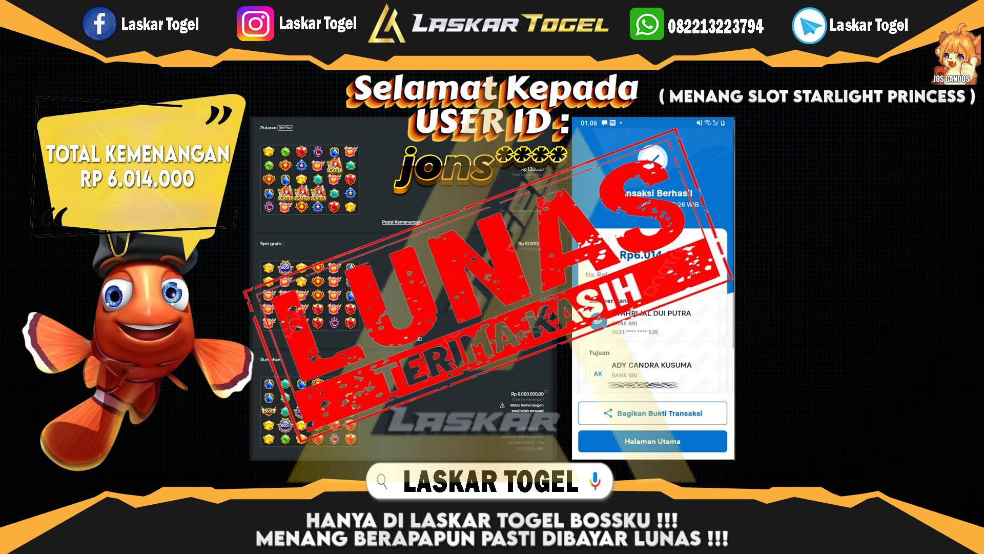 LASKARTOGEL-JACKPOT-SLOT-STARLIGHT-PRINCESS-Rp.6.014.000