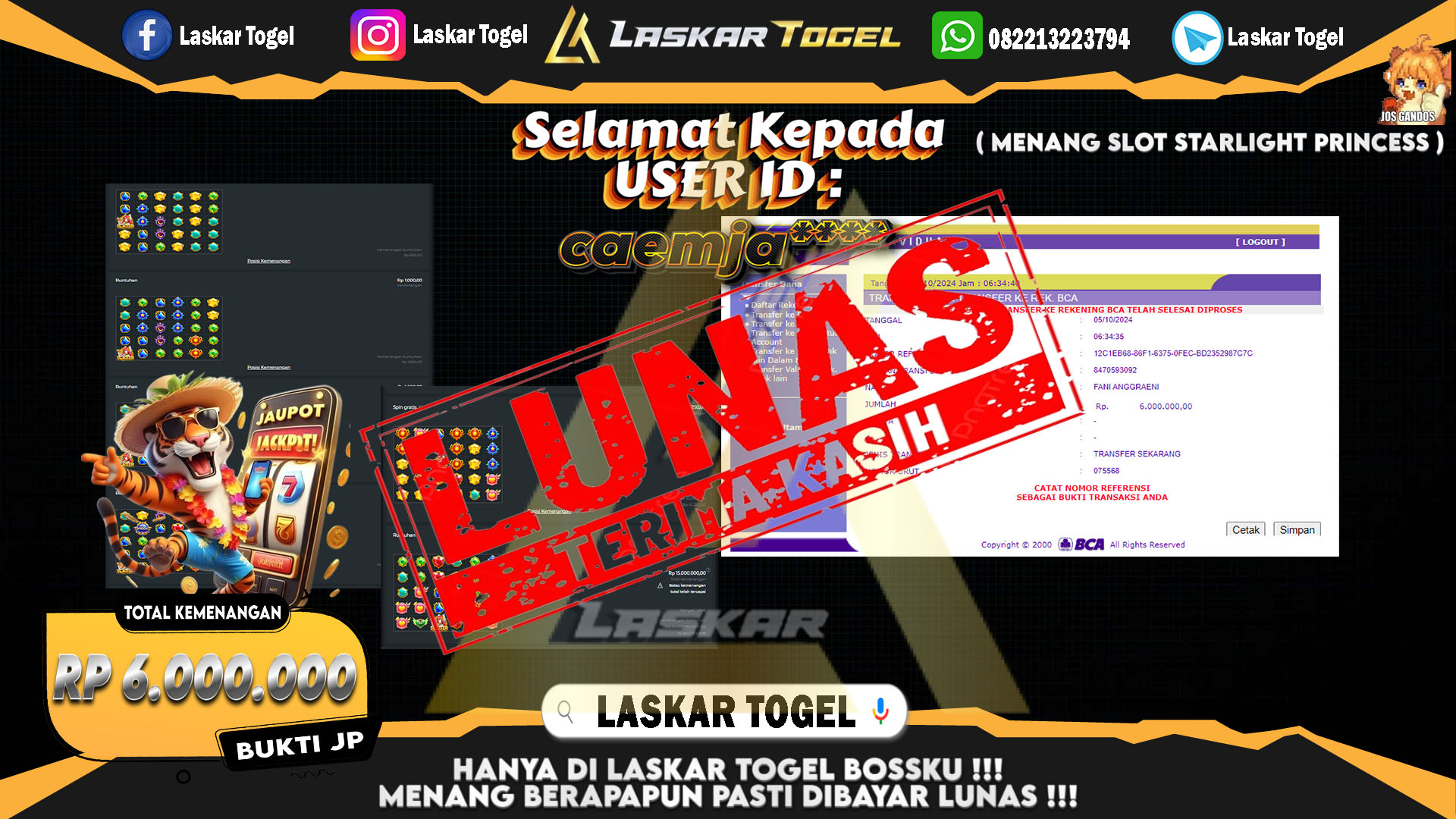 LASKARTOGEL-JACKPOT-SLOT-STARLIGHT-PRINCESS-Rp.6.000.000