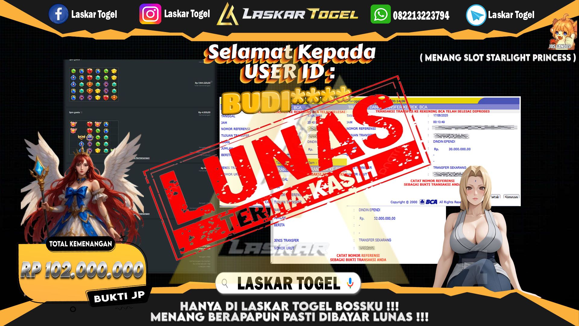 LASKARTOGEL-JACKPOT-SLOT-STARLIGHT-PRINCESS-Rp.102.000.000