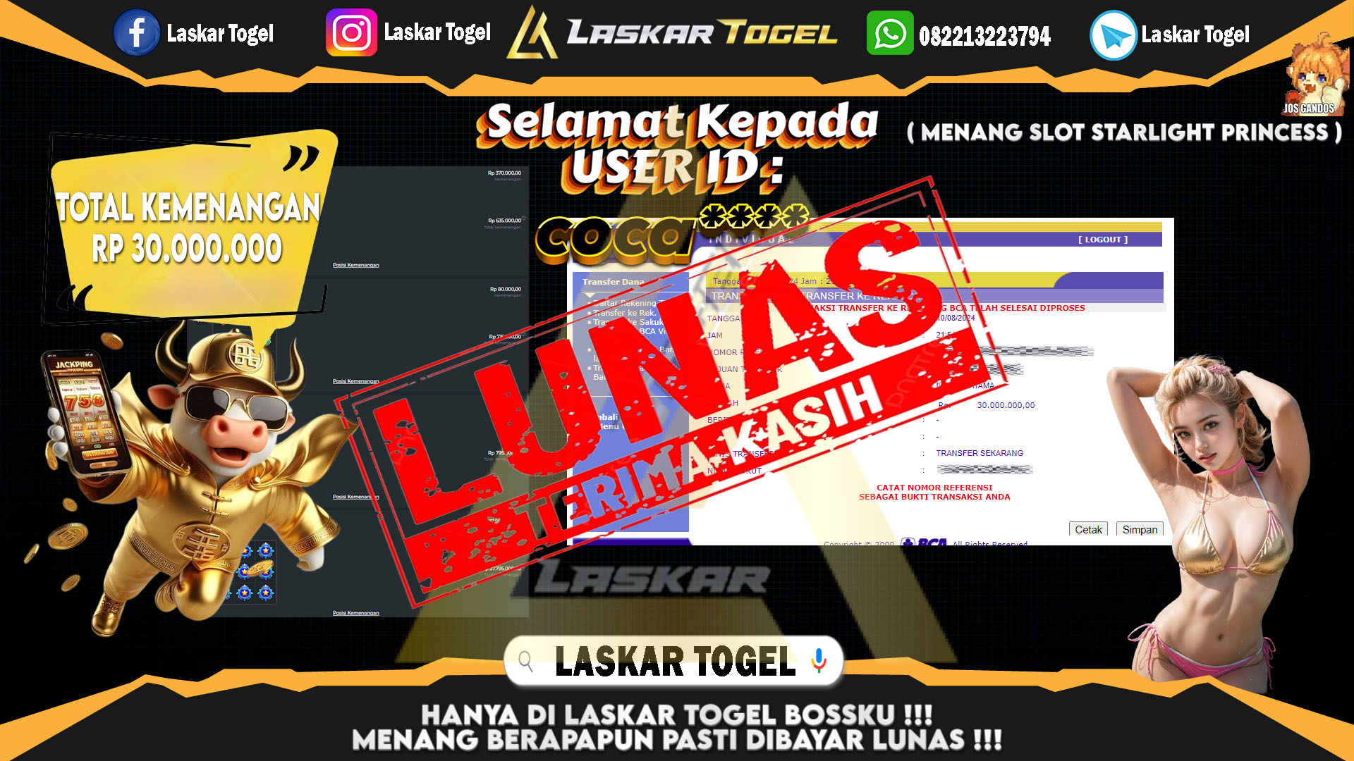 LASKARTOGEL-JACKPOT-SLOT-STARLIGHT-PRINCESS-Rp.30.000.000