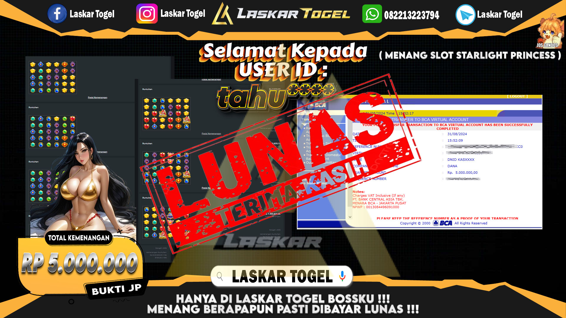 LASKARTOGEL-JACKPOT-SLOT-STARLIGHT-PRINCESS-Rp.5.000.000