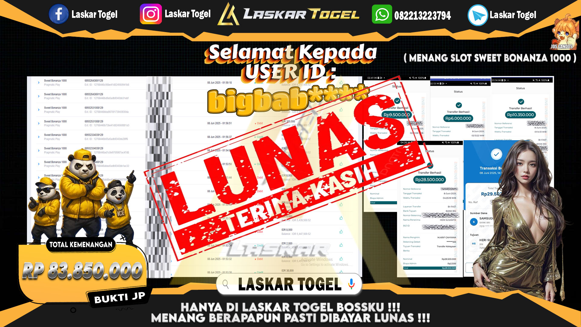 LASKARTOGEL-JACKPOT-SLOT-SWEET-BONANZA-1000-Rp.83.850.000