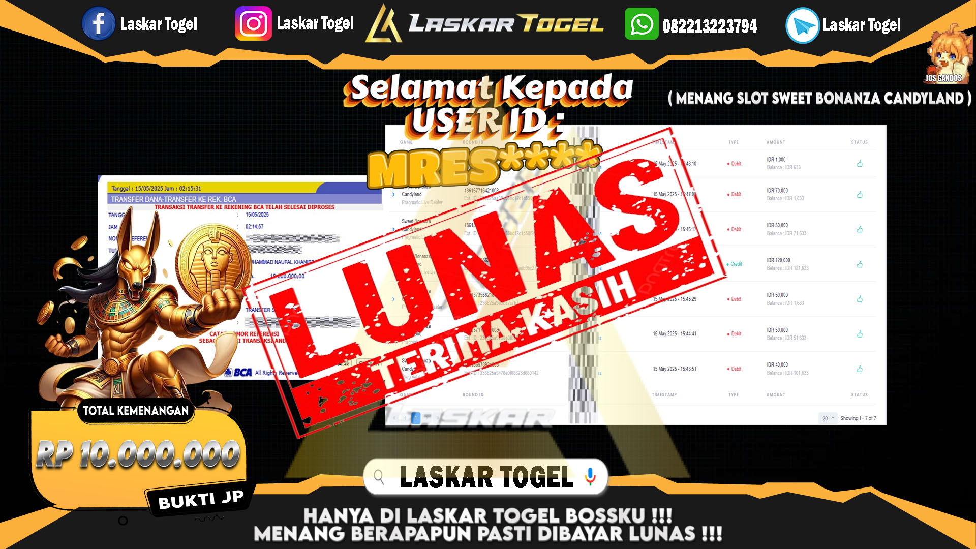 LASKARTOGEL-JACKPOT-SLOT-SWEET-BONANZA-CANDYLAND-Rp.10.000.000