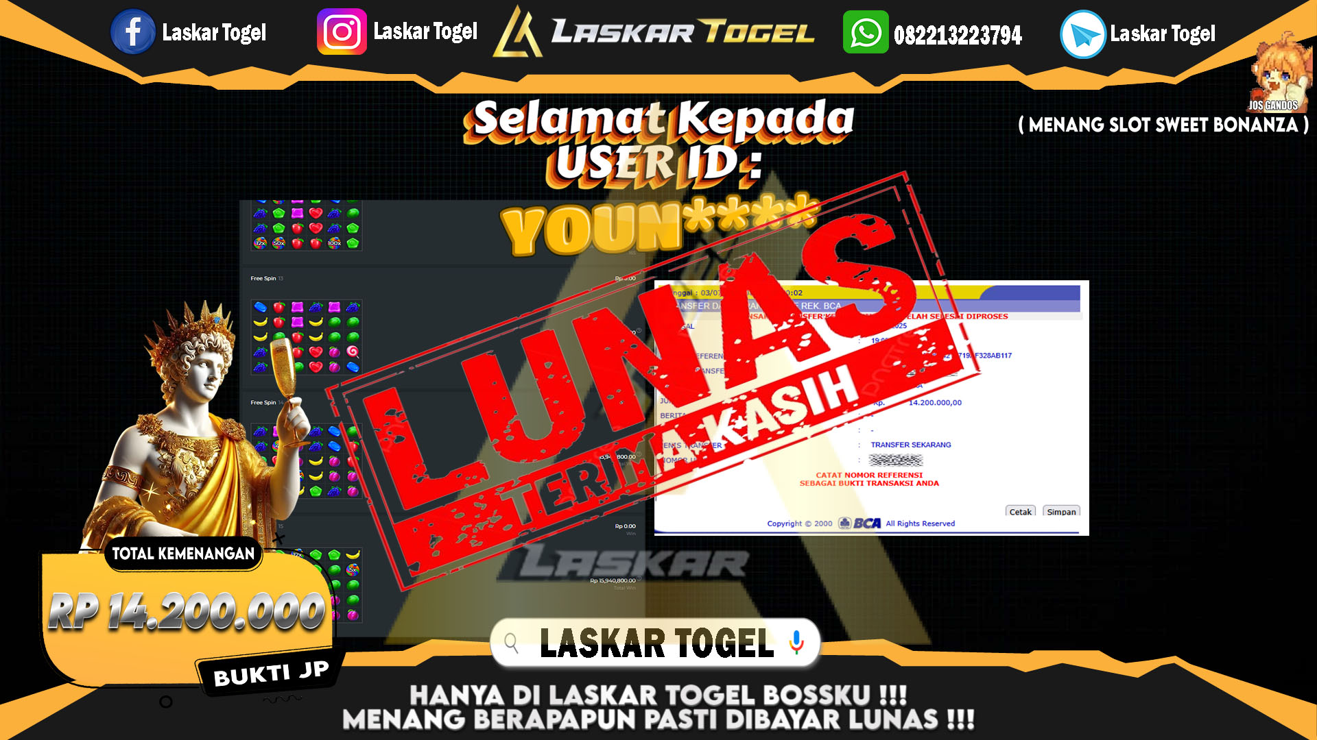 LASKARTOGEL-JACKPOT-SLOT-SWEET-BONANZA-Rp.14.200.000
