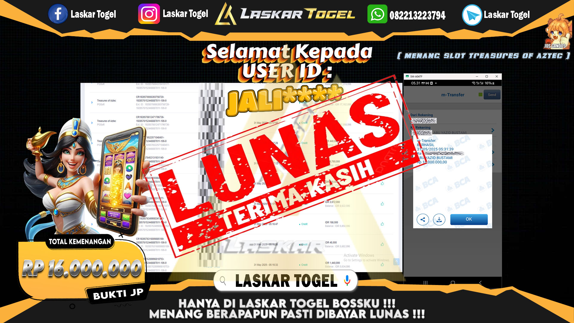 LASKARTOGEL-JACKPOT-SLOT-TREASURE-OF-AZTEC-Rp.16.000.000