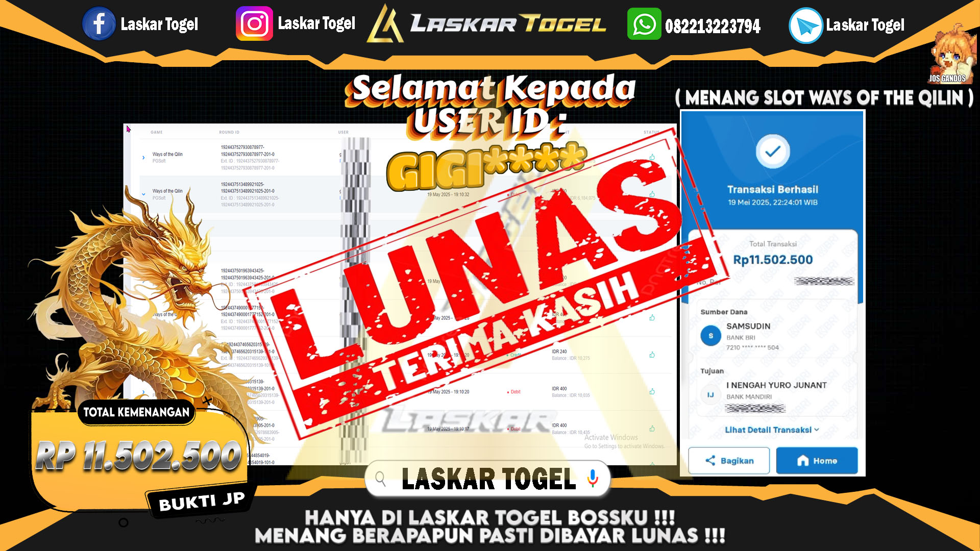 LASKARTOGEL-JACKPOT-SLOT-WAYS-OF-THE-QILIN-Rp.11.502.500