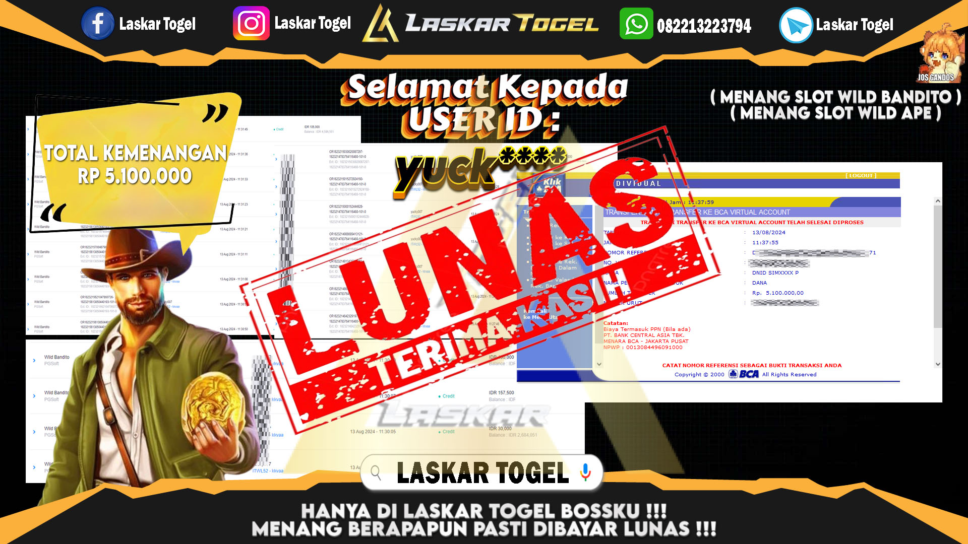 LASKARTOGEL-JACKPOT-SLOT-WILD-BANDITO-&-WILD-APE-Rp.5.100.000