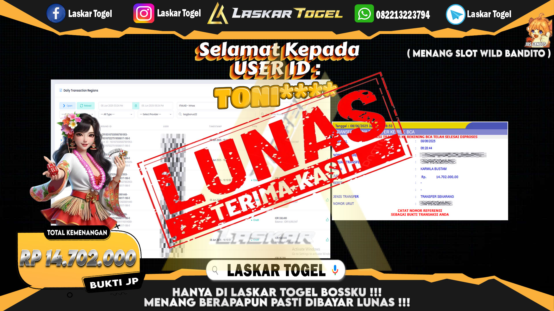 LASKARTOGEL-JACKPOT-SLOT-WILD-BANDITO-Rp.14.702.000