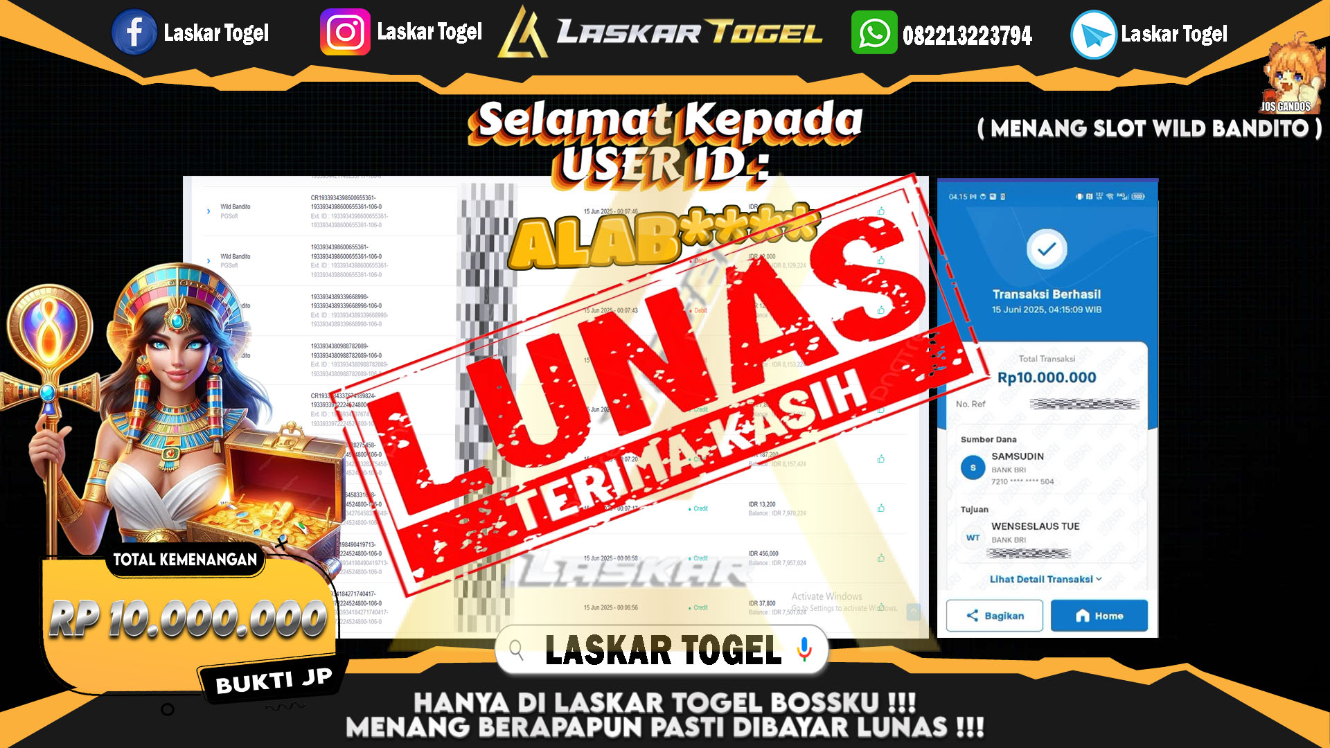 LASKARTOGEL-JACKPOT-SLOT-WILD-BANDITO-Rp.10.000.000