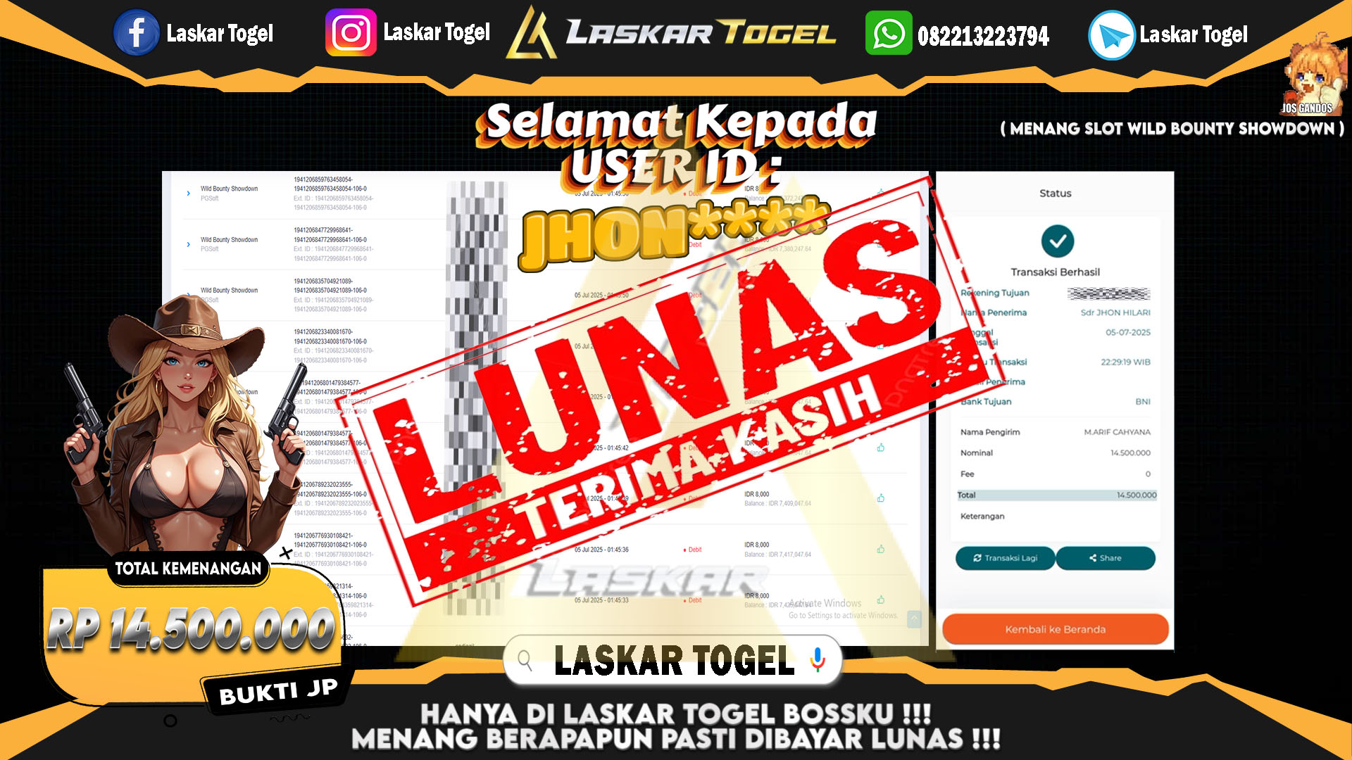 LASKARTOGEL-JACKPOT-SLOT-WILD-BOUNTY-SHOWDOWN-Rp.14.500.000