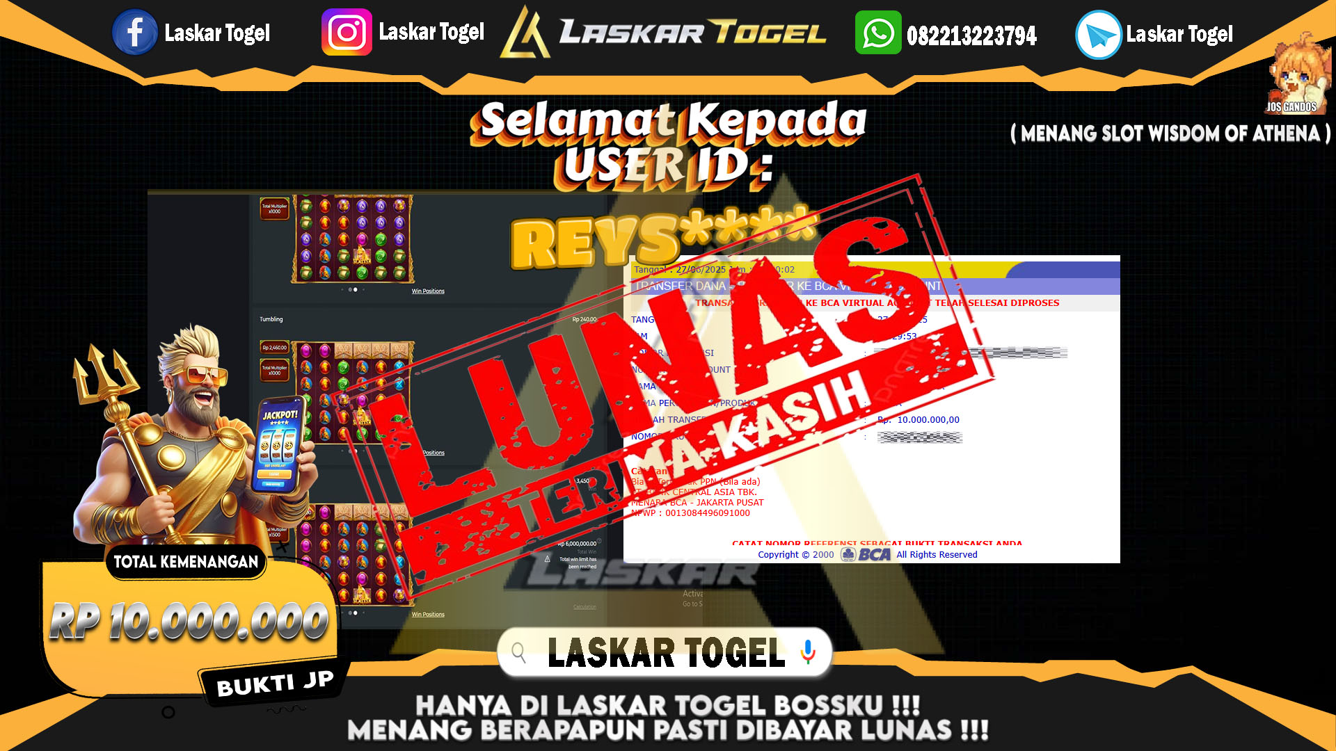 LASKARTOGEL-JACKPOT-SLOT-WISDOWM-OF-ATHENA-Rp.10.000.000