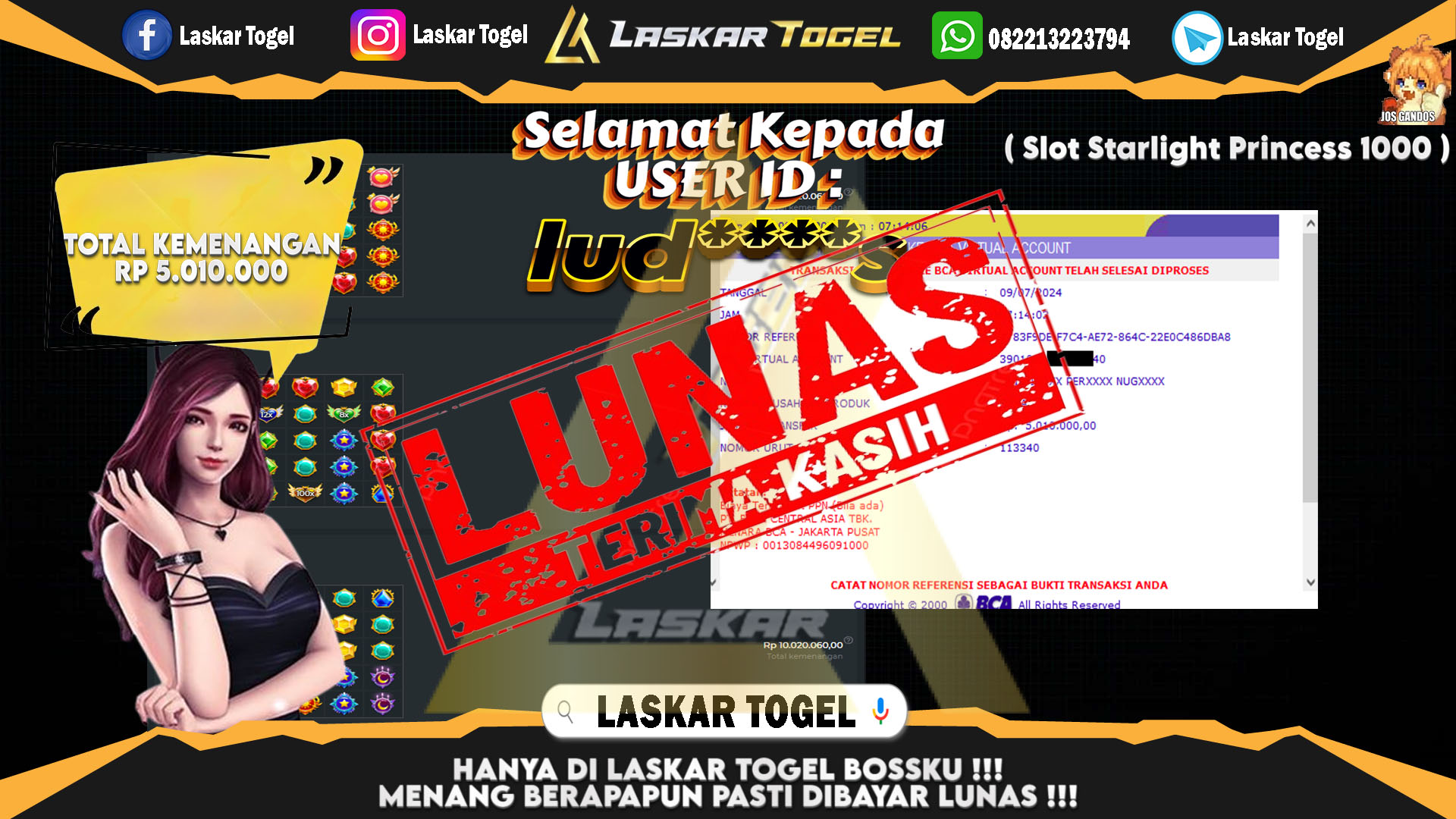 LASKARTOGEL-JACKPOT-SLOT-STARLIGHT-PRINCESS-1000-Rp.5.010.000