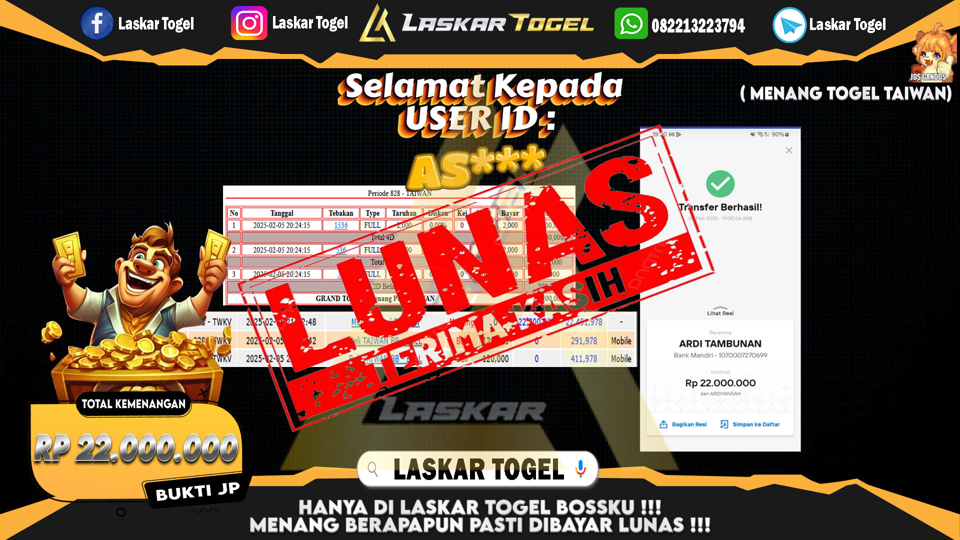 LASKARTOGEL-JACKPOT-TOGEL-TAIWAN-Rp.22.000.000